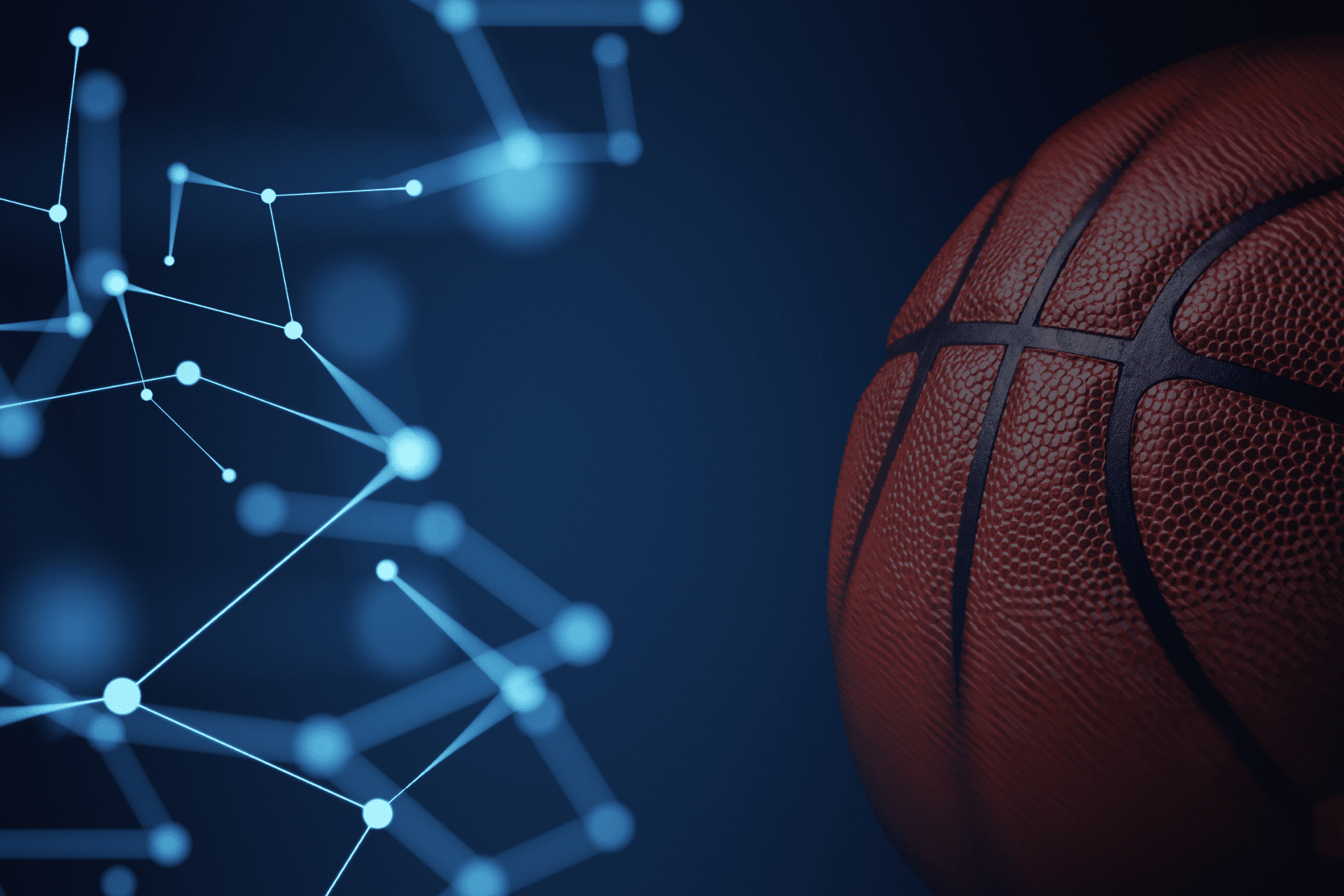 An image showing a basketball and technology highlighting CLDigital's software's power to accurately predict NBA draft picks, based on data.