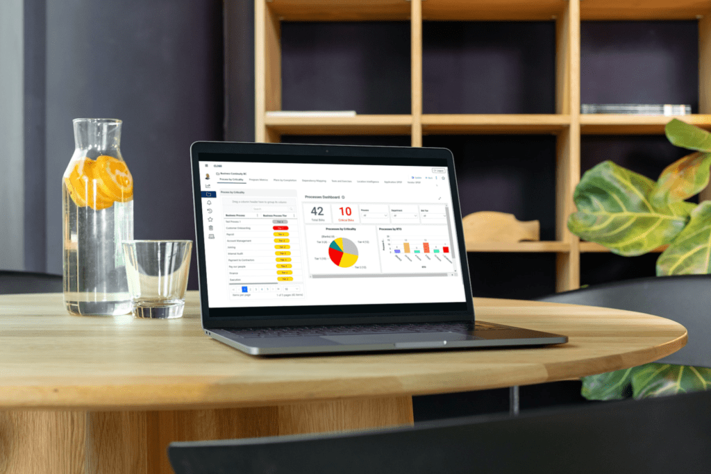 Operational Resilience: The Key to Business Success in the Modern Laptop displaying CLDigital's CL360 operational resilience software, a key tool for modern business success.