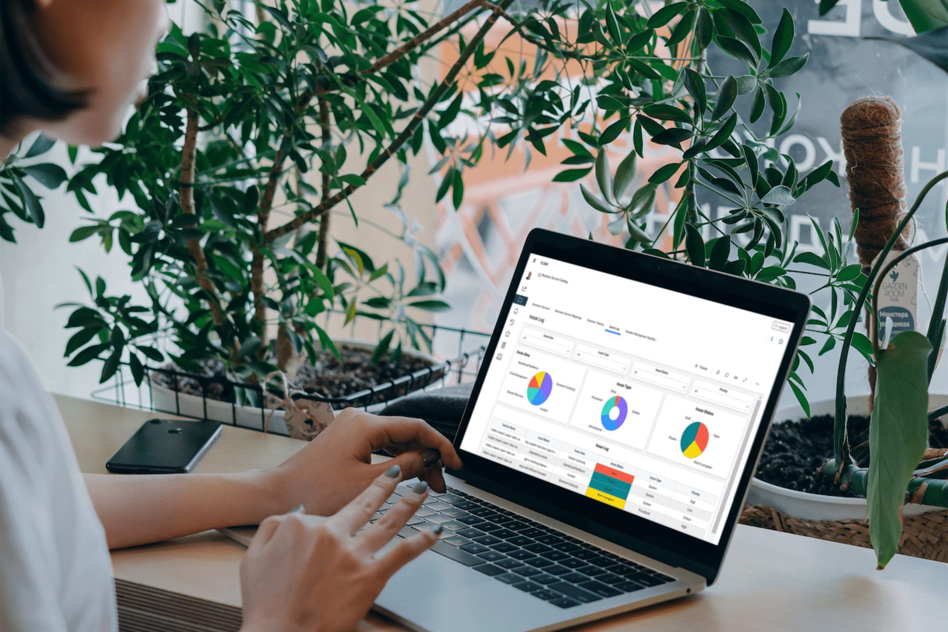 Laptop showcasing the CL360 platform's analytics section, a tool for enhancing business continuity strategies.